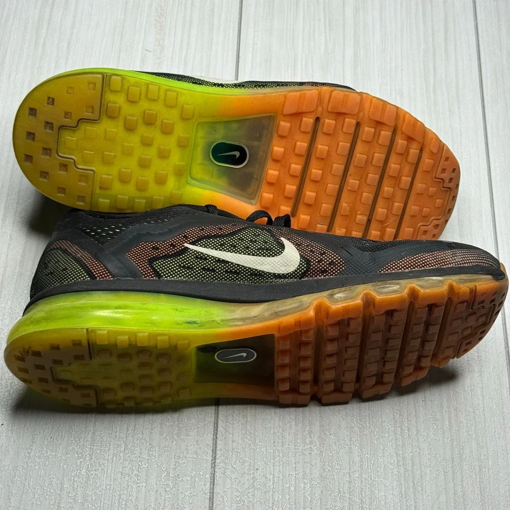 Nike Air Max 2014 Running Shoes‎ Black Green Orange White Sneakers Size 11